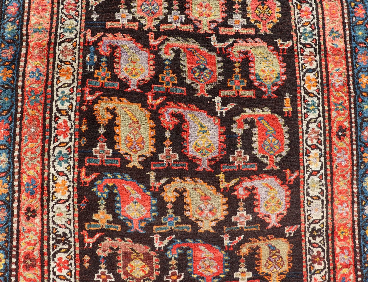 Antique Persian Hamedan Runner with Sub - Geometric Design of Paisley's Antique Persian Hamadan Runner with Sub - Geometric Design of paisleys. Keivan Woven Arts / rug EMB - 9690 - P13885, country of origin / type: Iran / Hamedan, circa 1920 ... - Keivan Woven ArtsEMB - 9690 - P13885 - 16307Rug