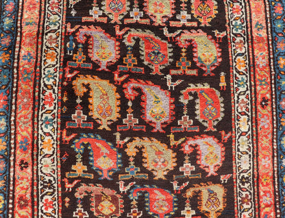 Antique Persian Hamedan Runner with Sub - Geometric Design of Paisley's Antique Persian Hamadan Runner with Sub - Geometric Design of paisleys. Keivan Woven Arts / rug EMB - 9690 - P13885, country of origin / type: Iran / Hamedan, circa 1920 ... - Keivan Woven ArtsEMB - 9690 - P13885 - 16307Rug