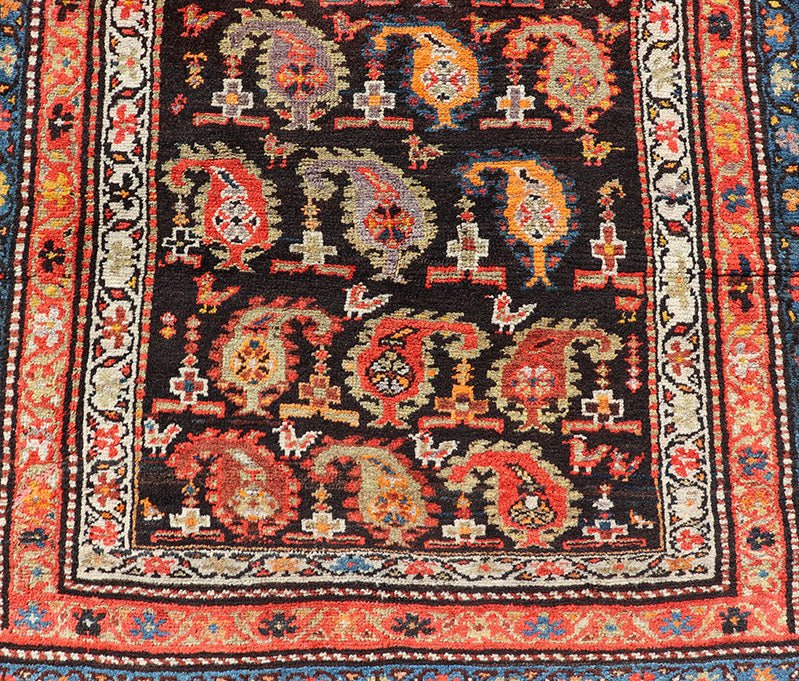 Antique Persian Hamedan Runner with Sub - Geometric Design of Paisley's Antique Persian Hamadan Runner with Sub - Geometric Design of paisleys. Keivan Woven Arts / rug EMB - 9690 - P13885, country of origin / type: Iran / Hamedan, circa 1920 ... - Keivan Woven ArtsEMB - 9690 - P13885 - 16307Rug