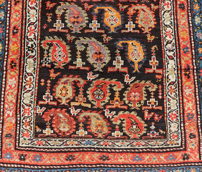 Antique Persian Hamedan Runner with Sub - Geometric Design of Paisley's Antique Persian Hamadan Runner with Sub - Geometric Design of paisleys. Keivan Woven Arts / rug EMB - 9690 - P13885, country of origin / type: Iran / Hamedan, circa 1920 ... - Keivan Woven ArtsEMB - 9690 - P13885 - 16307Rug