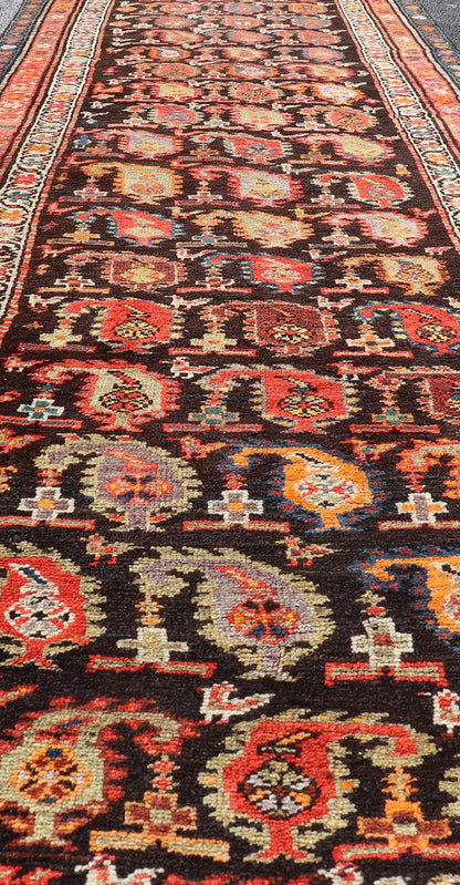 Antique Persian Hamedan Runner with Sub - Geometric Design of Paisley's Antique Persian Hamadan Runner with Sub - Geometric Design of paisleys. Keivan Woven Arts / rug EMB - 9690 - P13885, country of origin / type: Iran / Hamedan, circa 1920 ... - Keivan Woven ArtsEMB - 9690 - P13885 - 16307Rug