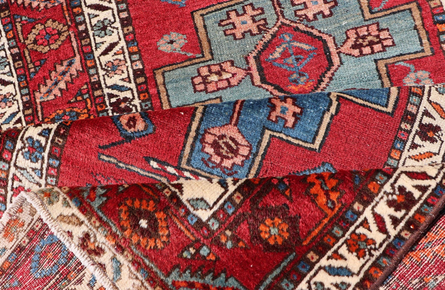 Antique Persian Long Persian Serapi Runner in Wool with Medallion Design This antique Persian Serapi rug was hand - knotted in wool and features a sub - geometric medallion design rendered in multicolor. A complementary, multi - tiered border encompas... - Keivan Woven ArtsEMB - 9691 - P13533 - 16313Rug