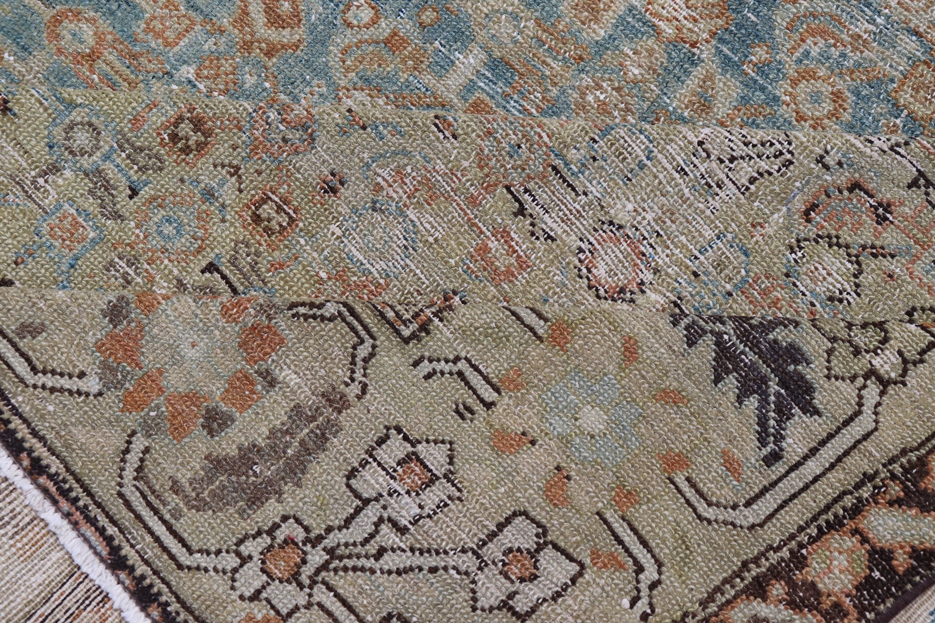 Antique Persian Malayer Gallery All - Over Geometric Design In Muted Colors This antique Malayer is a beautiful piece displays a large medallion in the field, filled and surrounded by many motifs, accentuating the incredible detail in... - Keivan Woven ArtsEMB - 9701 - P13867 - 16516Rug