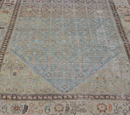 Antique Persian Malayer Gallery All - Over Geometric Design In Muted Colors This antique Malayer is a beautiful piece displays a large medallion in the field, filled and surrounded by many motifs, accentuating the incredible detail in... - Keivan Woven ArtsEMB - 9701 - P13867 - 16516Rug