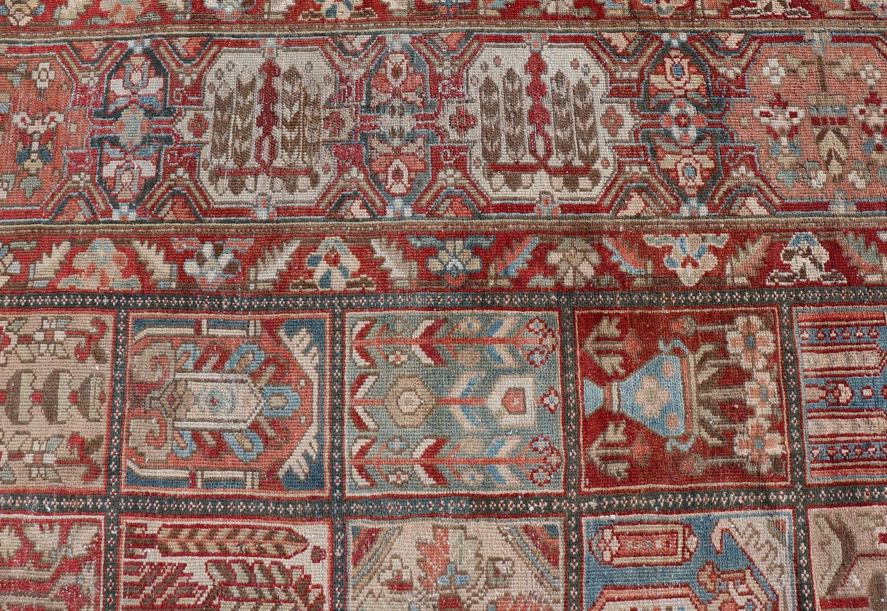Large hand knotted Persian Bakhtiari rug with all - over garden design,Keivan Woven Arts / rug EMB - 9704 - P13455, country of origin / type: Iran / Bakhtiari, circa 1930 Measures: 10'9 x 11'10. This antique Bakhtiari features a decorated all - over moti... - Keivan Woven ArtsEMB - 9704 - P13455 - 16436Rug
