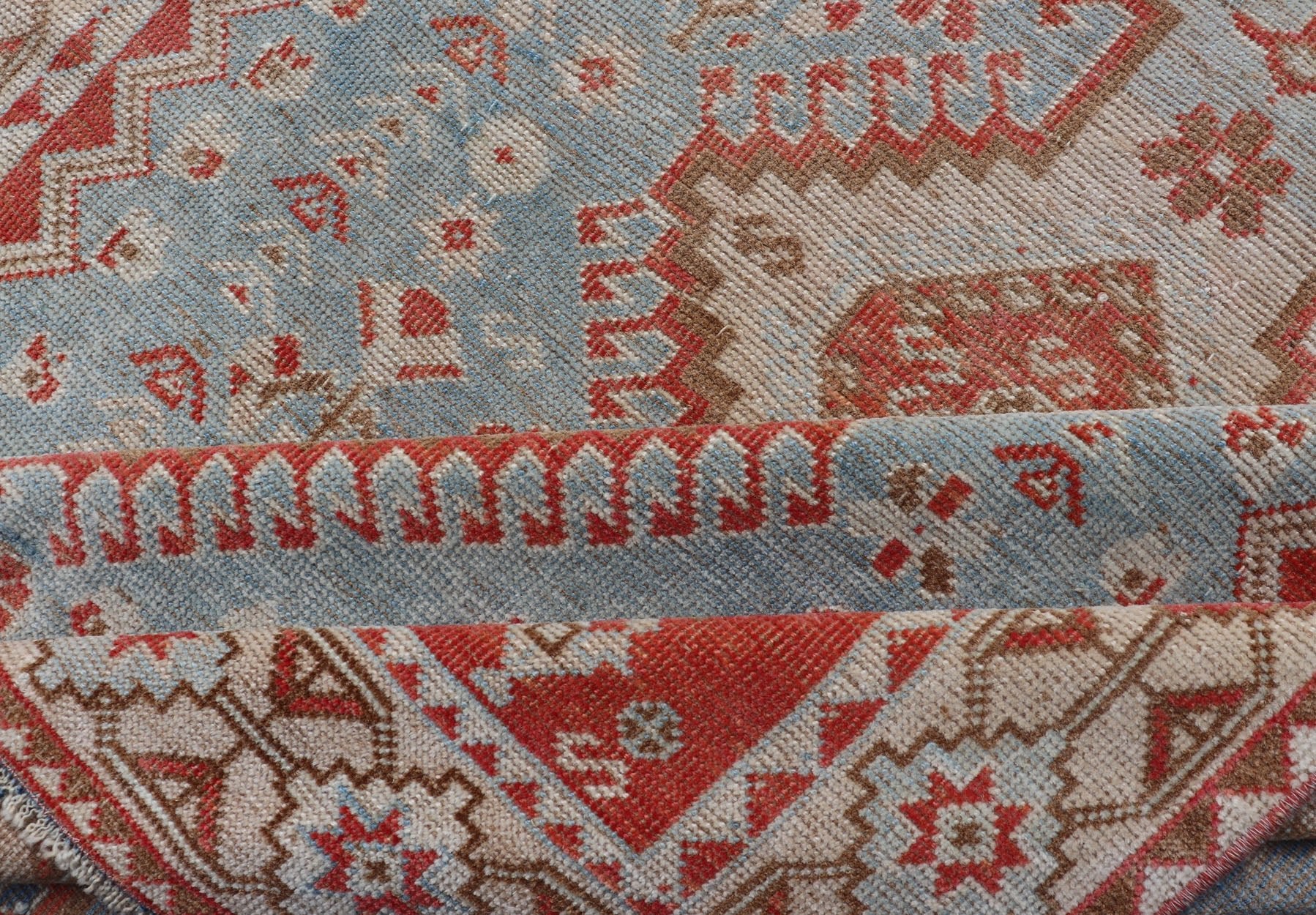 Antique Persian Shiraz Rug with Center Medallions and Sub Geometric Design. Keivan Woven Arts / rug EMB - 9708 - P13900, country of origin / type: Iran / Shiraz, circa 1920. This antique Persian Shiraz rug has been hand - knotted in wool and features ... - Keivan Woven ArtsEMB - 9708 - P13900 - 16454Rug