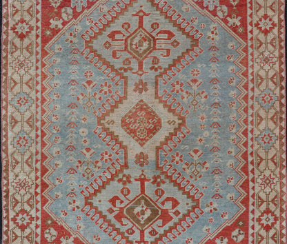 Antique Persian Shiraz Rug with Center Medallions and Sub Geometric Design. Keivan Woven Arts / rug EMB - 9708 - P13900, country of origin / type: Iran / Shiraz, circa 1920. This antique Persian Shiraz rug has been hand - knotted in wool and features ... - Keivan Woven ArtsEMB - 9708 - P13900 - 16454Rug