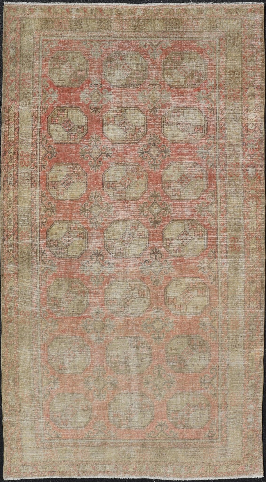 Antique Khotan Rug in Elephant Feet Design by Keivan Woven Arts Measures: 5'4 x 10'8 Antique Khotan Rug by Keivan Woven Arts with Repeating Medallion in elephant design. rug EMB - 9709, country of origin / type: Turkistan / tribal, circa... - Keivan Woven ArtsEMB - 9709 - 13821 - 16460Rug