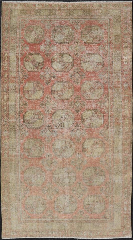 Antique Khotan Rug in Elephant Feet Design by Keivan Woven Arts Measures: 5'4 x 10'8 Antique Khotan Rug by Keivan Woven Arts with Repeating Medallion in elephant design. rug EMB - 9709, country of origin / type: Turkistan / tribal, circa... - Keivan Woven ArtsEMB - 9709 - 13821 - 16460Rug
