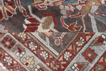 Antique Malayer Runner with Geometric Designs in Gray, Blue, Red, and Tan Geometric medallion design Persian Malayer runner with charcoal, gray, blue, red and tan colors, Keivan Woven Arts / rug EMB - 9715 - P13896, country of origin / type: Iran / ... - Keivan Woven ArtsEMB - 9715 - P13896 - 16522Rug
