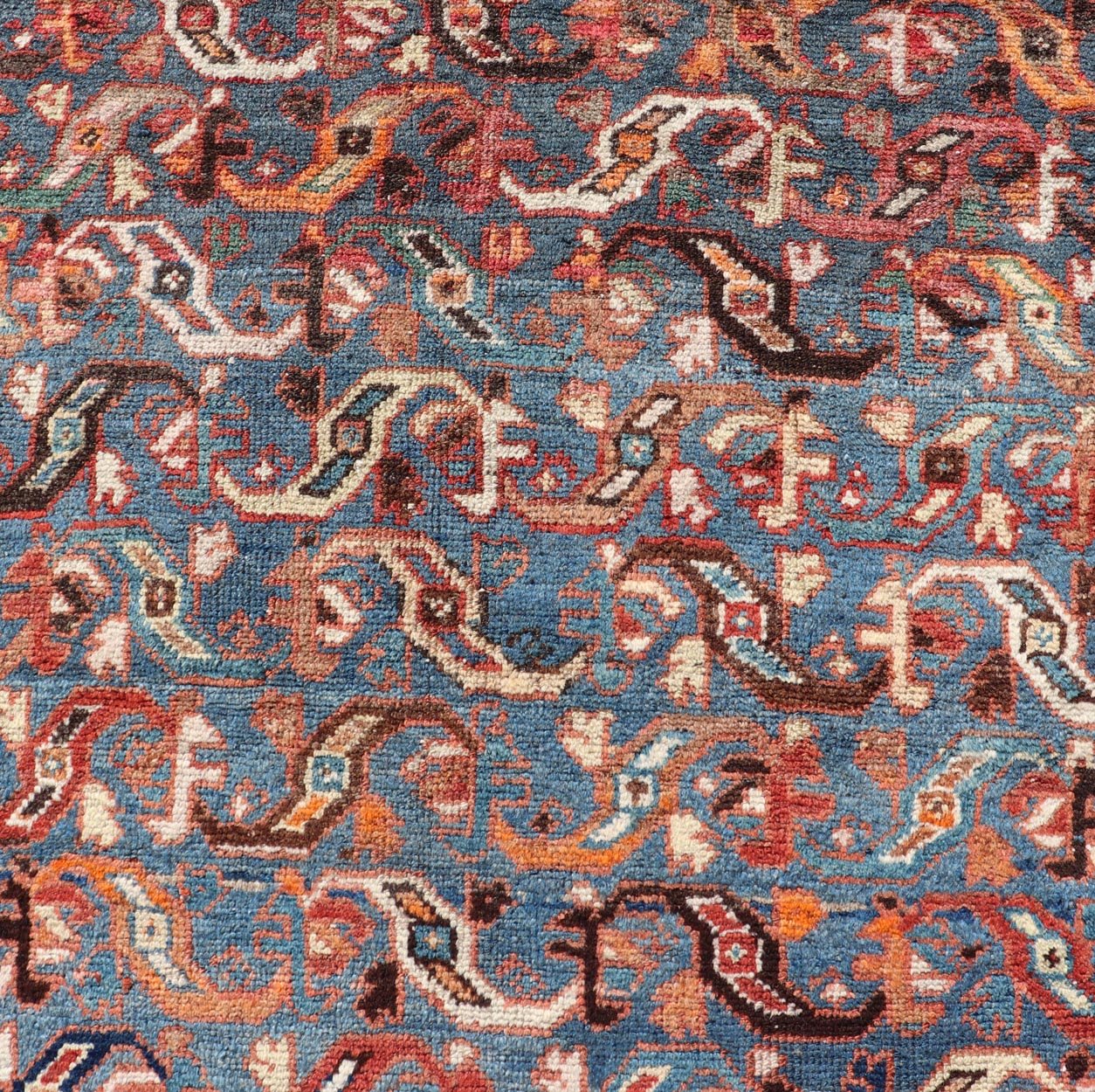 Antique Persian Malayer Rug with a Blue Field and Stylized Tribal Design Antique Persian Malayer rug with blue field and tribal motif design, Keivan Woven Arts / rug/EMB - 9716 - P13895, country of origin / type: Iran / Malayer, circa 1920. ... - Keivan Woven ArtsEMB - 9716 - P13895 - 16490Rug