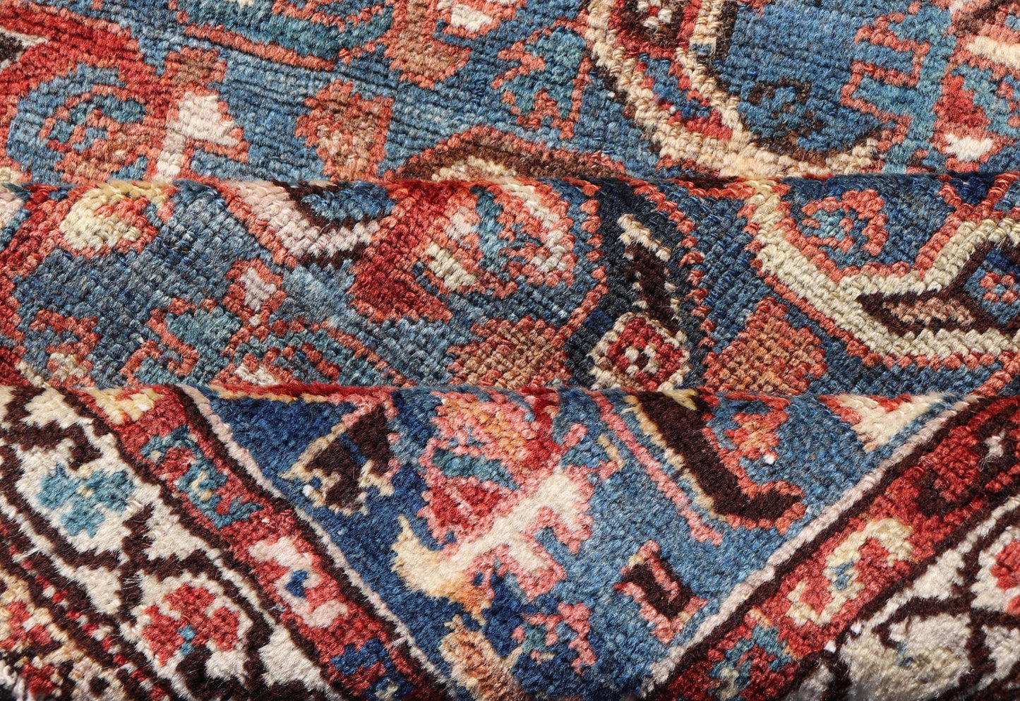 Antique Persian Malayer Rug with a Blue Field and Stylized Tribal Design Antique Persian Malayer rug with blue field and tribal motif design, Keivan Woven Arts / rug/EMB - 9716 - P13895, country of origin / type: Iran / Malayer, circa 1920. ... - Keivan Woven ArtsEMB - 9716 - P13895 - 16490Rug