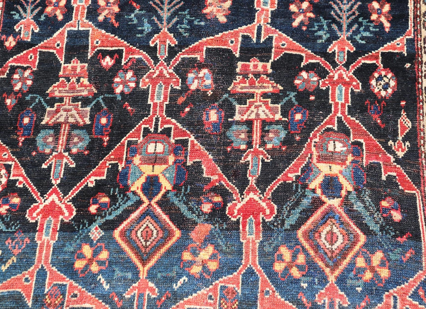 Antique Persian Bakhitari Colorful Rug with All - Over Floral Medallion Design. Keivan Woven Arts: rug EMB - 9695 - 13820; Antique Persian Rug, Antique Persian Antique Persian Floral Rug, Antique Bakhtiari. Measures: 4'8 x 8'4 This woven art features... - Keivan Woven ArtsEMBC - 9695 - 13820 - 16528Rug