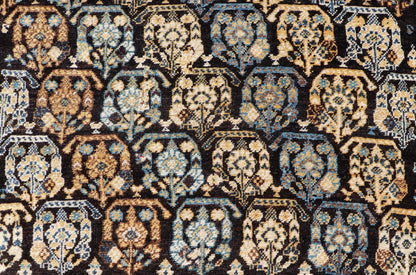 Colorful Blue Antique Persian Hamadan Rug with All - Over Tribal Motifs. Keivan Woven Arts / rug EMBC - 9696 - 13818, country of origin / type: Iran / Hamadan, circa 1920. Measures: 4'0 x 5'5 This antique Persian Hamadan rug (circa early 20th century)... - Keivan Woven ArtsEMBC - 9696 - P13818 - 16534Rug