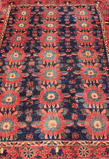 Antique Persian Bidjar Rug with All - Over Floral Motifs in Red and Blue.Keivan Woven Arts / EMBC - 9699 - 13819, country of origin / type: Iran / Bidjar, circa 1900 Measures: 5'0 x 7'9 This antique Persian Bidjar carpet features multi colors and a la... - Keivan Woven ArtsEMBC - 9699 - 13819 - 16546Rug