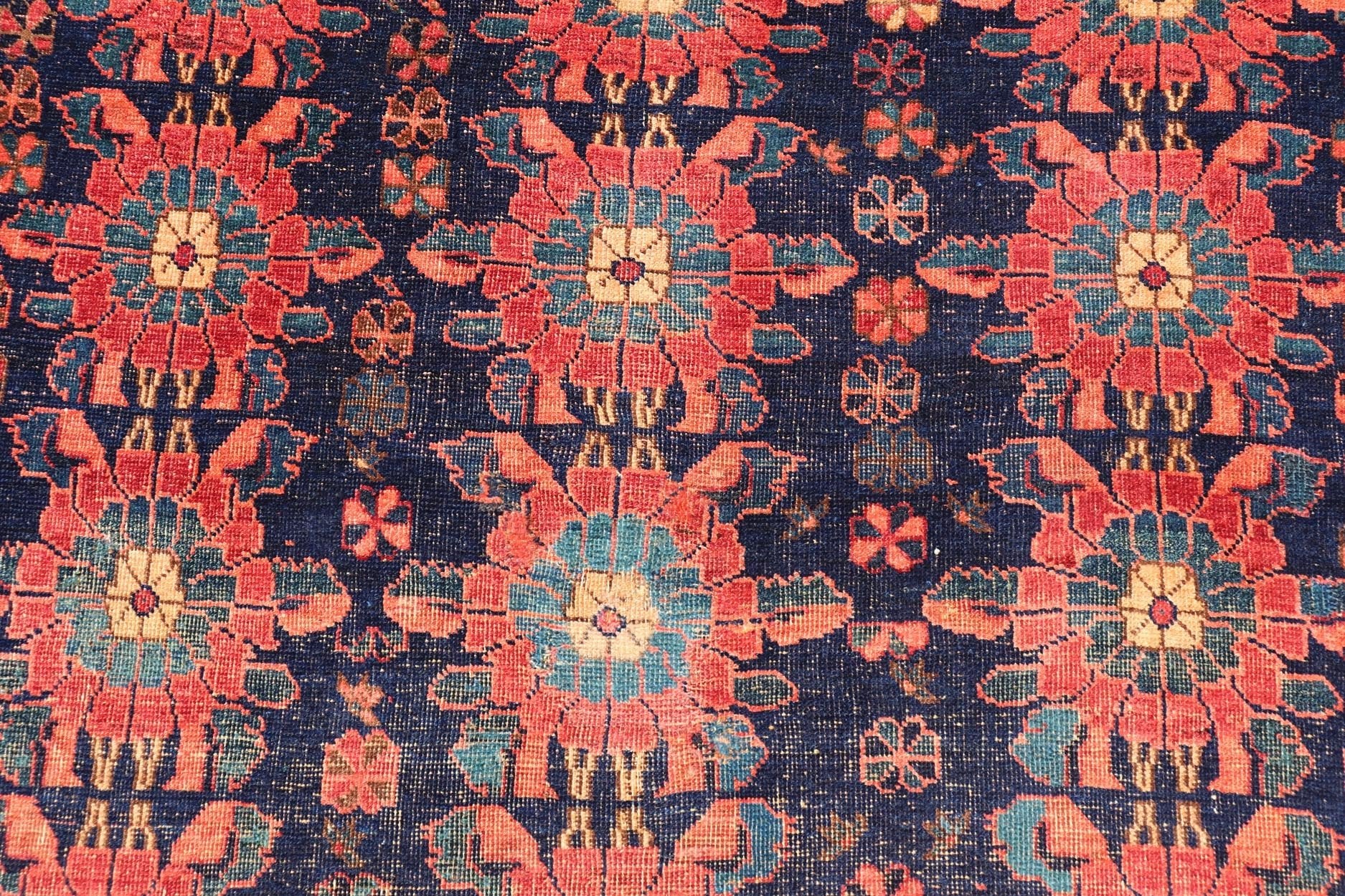 Antique Persian Bidjar Rug with All - Over Floral Motifs in Red and Blue.Keivan Woven Arts / EMBC - 9699 - 13819, country of origin / type: Iran / Bidjar, circa 1900 Measures: 5'0 x 7'9 This antique Persian Bidjar carpet features multi colors and a la... - Keivan Woven ArtsEMBC - 9699 - 13819 - 16546Rug