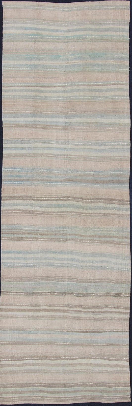 Striped Hand Woven Flat - Weave Vintage Turkish Kilim Wide Runner With Light Colors kwarugs Stripe design Kilim runner from Turkey, Keivan Woven Arts / rug en - 1003, country of origin / type: Turkey / Kilim, circa 1950 striped flat - weave... - Keivan Woven ArtsEN - 1003 - 11469Rug