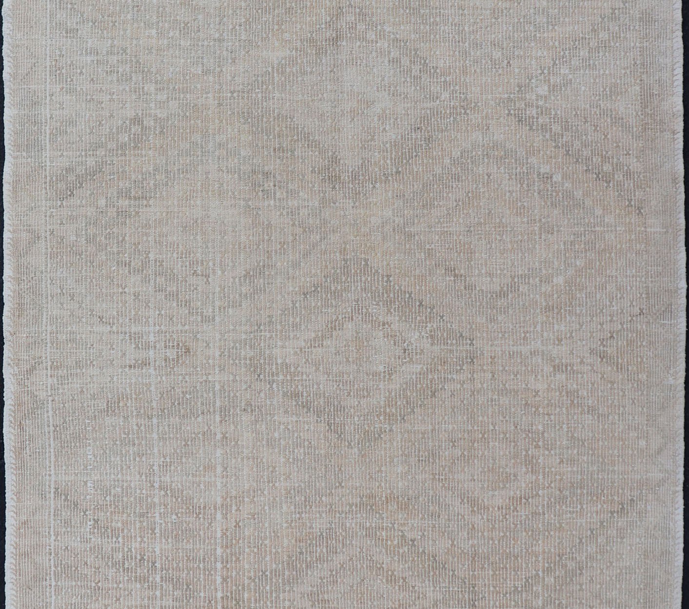 Vintage Turkish Embroidered Flat - Weave Rug With Faint Diamond Design Geometric design vintage Kilim rug from Turkey in neutral, muted tones, Keivan Woven Arts rug/EN - 1031, country of origin / type: Turkey / Kilim, circa 1940. Featuring a ... - Keivan Woven ArtsEN - 1031 - 14400Rug