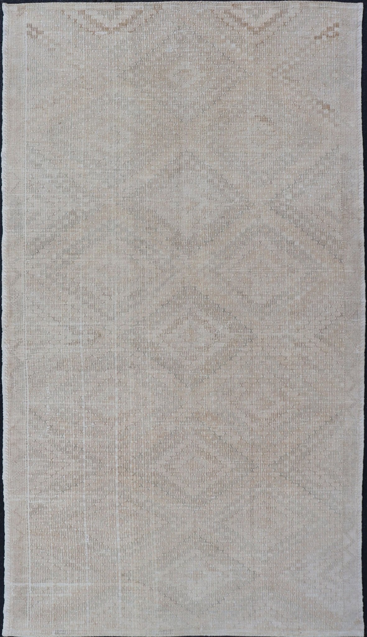 Vintage Turkish Embroidered Flat - Weave Rug With Faint Diamond Design Geometric design vintage Kilim rug from Turkey in neutral, muted tones, Keivan Woven Arts rug/EN - 1031, country of origin / type: Turkey / Kilim, circa 1940. Featuring a ... - Keivan Woven ArtsEN - 1031 - 14400Rug