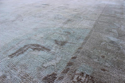 Muted Layered Medallion Vintage Turkish Oushak Rug in Taupe, Lt Blue, and Brown Muted medallion sub - geometric vintage Turkish Oushak tug in taupe, light blue, brown, Keivan Woven Arts / rug EN - 1057, country of origin / type: Turkey / Oushak, ci... - Keivan Woven ArtsEN - 1057 - 6616Rug