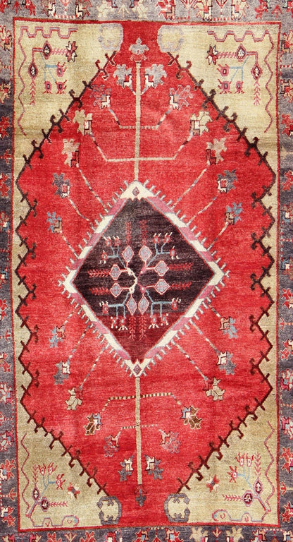 Antique Turkish Oushak Carpet with Saw - Toothed Diamond Medallion in Deep Colors Antique Turkish Oushak Carpet rug/en - 3451 origin/turkey kwarugs The unique, elongated size of this Turkish carpet is enhanced by its use of exquisite design and d... - Keivan Woven ArtsEN - 1065 - 4472Rug