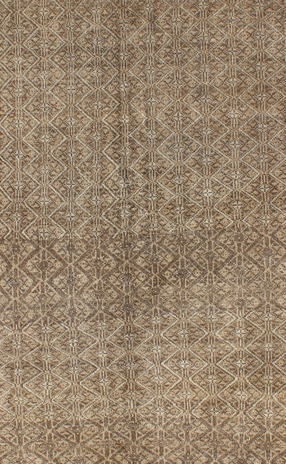 Rare Turkish Rug with Brown and Neutral Colors This piece is an impressive patterned and geometric rug that was handwoven during the first part of the 20th Century in Turkey. With an all - over diamond and lattice design, the color palette and des... - Keivan Woven ArtsEN - 1085 - 5448Rug