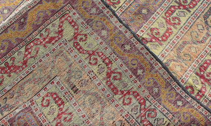 Antique Turkish Rug With Vertical Stripe Design in Light Green, Red, Light Orange and Purple. Measures: 3'7 x 6'6. With a multitude of stacking frames, the striking design as well as the unique color combination, this unique Turkish rug... - Keivan Woven ArtsEN - 1107 - 5283Rug