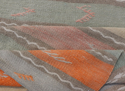 Geometric Stripe Vintage Turkish Kilim Flat - Weave Runner in Multi Color. Keivan Woven Arts / rug EN - 11124, country of origin / type: Turkey / Kilim, circa 1950 Measures: 3'0 x 11'10 Featuring a striking stripe design, this unique mid - century Kil... - Keivan Woven ArtsEN - 11124 - 15328Rug