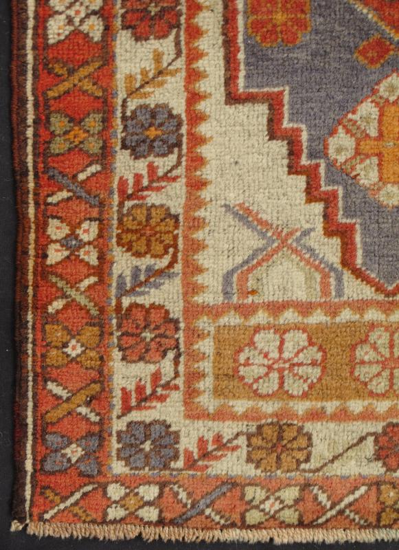 Antique Oushak Turkish Rug From Turkey in Burnt Red, Orange and Muted Grey Blue. Keivan Woven Arts - Medallion design Oushak antique small rug from Turkey in burnt red, soft orange and blue grey, rug EN - 112054, country of origin / type: Turkey / Ou... - Keivan Woven ArtsEN - 112054 - 2705Rug