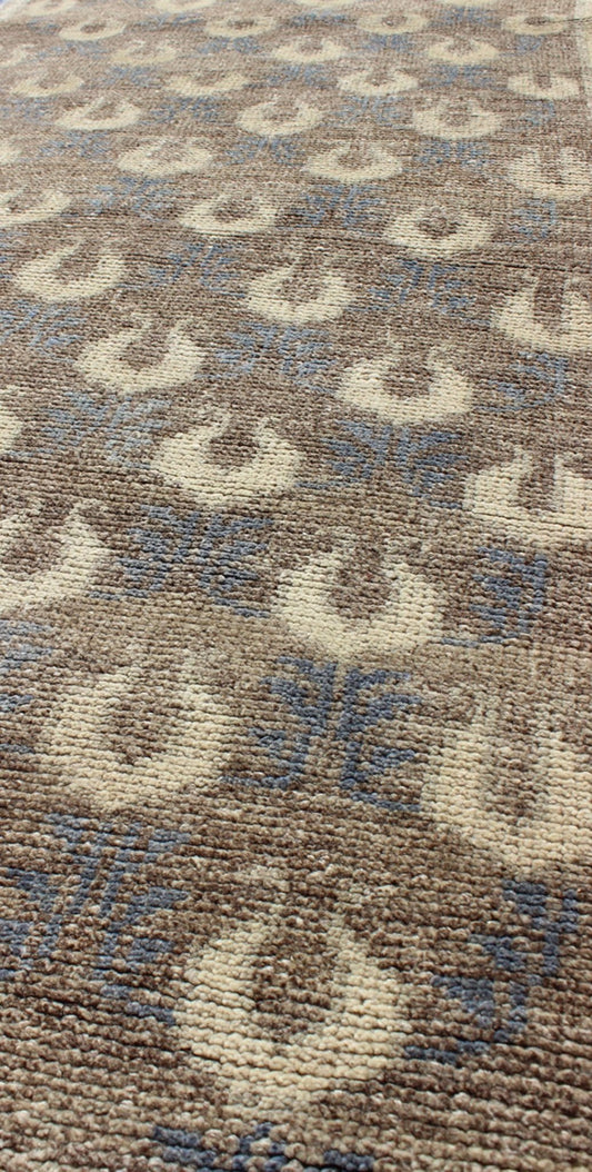 Light Brown, Gray - Blue, and Cream Turkish Tulu Vintage Rug with Latticework kwarugs Light brown, gray - blue, and cream Turkish Tulu vintage rug with latticework, rug en - 112175, country of origin / type: Turkey / Tulu, circa 1940s This vint... - Keivan Woven ArtsEN - 112175 - 2758Rug