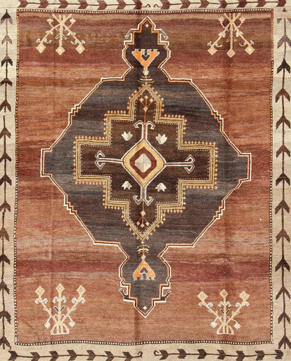 Large Square Vintage Turkish Kars With Geometric Tribal Medallion Design. Keivan Woven Arts / rug EN - 112304, country of origin / type: Turkey / Tribal, circa mid - 20th century. Square size rug. Measures: 10'5 x 11'7. This stunning bold Turkish r... - Keivan Woven ArtsEN - 112304 - 3148Rug