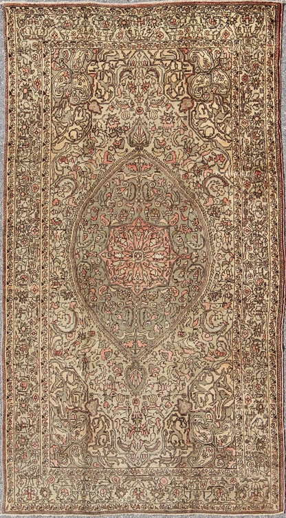 Vintage Turkish Sivas with Floral Central Medallion in Coral and Earthy Tones Measures: 5'6 x 9'11 This Turkish Sivas showcases a floral design utilizing botanical motifs spread through the central medallion, continuing across to the ... - Keivan Woven ArtsEN - 112309 - 3138Rug