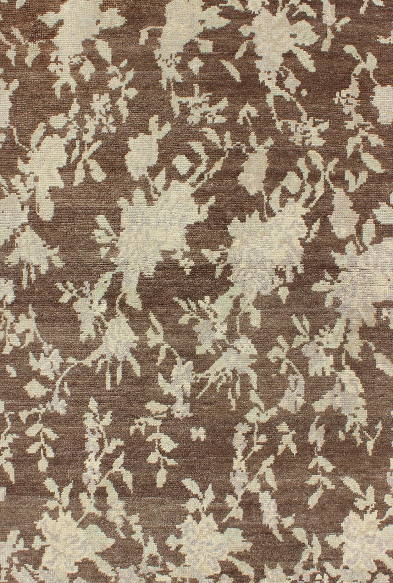 Mocha Vintage Turkish Oushak Rug with Free - Flowing Green & Cream Flower Blossoms Mocha vintage Turkish Oushak rug with free - flowing green and cream flower blossoms, Keivan Woven Arts / rug en - 112392, country of origin / type: Turkey / Oushak, c... - Keivan Woven ArtsEN - 112392 - 2788Rug