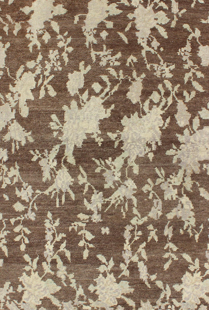 Mocha Vintage Turkish Oushak Rug with Free - Flowing Green & Cream Flower Blossoms Mocha vintage Turkish Oushak rug with free - flowing green and cream flower blossoms, Keivan Woven Arts / rug en - 112392, country of origin / type: Turkey / Oushak, c... - Keivan Woven ArtsEN - 112392 - 2788Rug