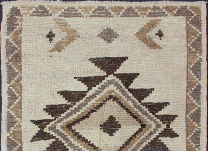 Keivan Woven Arts - Natural Colors Turkish Tulu Carpet with Tribal Design in Shades of Earth Tones, Tulu rugs, Moroccan Rugs, Vintage Tulu, Vintage Moroccan Measures: 3'6 x 4'6 Natural Turkish Tulu Carpet with Tribal Design Keivan Woven Arts / r... - Keivan Woven ArtsEN - 112435 - 2782Rug