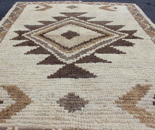 Keivan Woven Arts - Natural Colors Turkish Tulu Carpet with Tribal Design in Shades of Earth Tones, Tulu rugs, Moroccan Rugs, Vintage Tulu, Vintage Moroccan Measures: 3'6 x 4'6 Natural Turkish Tulu Carpet with Tribal Design Keivan Woven Arts / r... - Keivan Woven ArtsEN - 112435 - 2782Rug