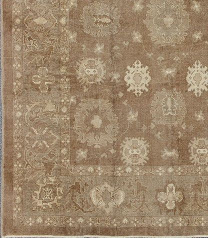 Large Vintage Turkish Rug in Light Brown Field, Taupe, Ivory and Earth Tones, Keivan Woven Arts - Vintage Turkish rug with neutral and earth tones and color palette in a large scale all - over design, rug en - 112805, country of origin / type: Turkey / O... - Keivan Woven ArtsEN - 112805 - 12972Rug