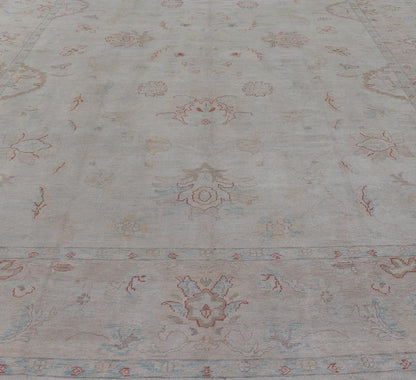 Large Turkish Oushak Rug with Pastel Colors and All - Over Floral Design Large Turkish Oushak Rug, Keivan Woven Arts / rug EN - 115175, country of origin / type: Turkey / Oushak, circa Late - 20th Century. Measures: 13'7 x 18'8. This vin... - Keivan Woven ArtsEN - 115175 - 2053Rug
