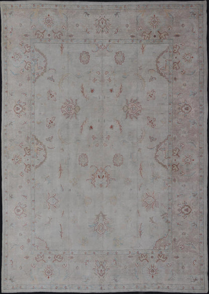 Large Turkish Oushak Rug with Pastel Colors and All - Over Floral Design Large Turkish Oushak Rug, Keivan Woven Arts / rug EN - 115175, country of origin / type: Turkey / Oushak, circa Late - 20th Century. Measures: 13'7 x 18'8. This vin... - Keivan Woven ArtsEN - 115175 - 2053Rug
