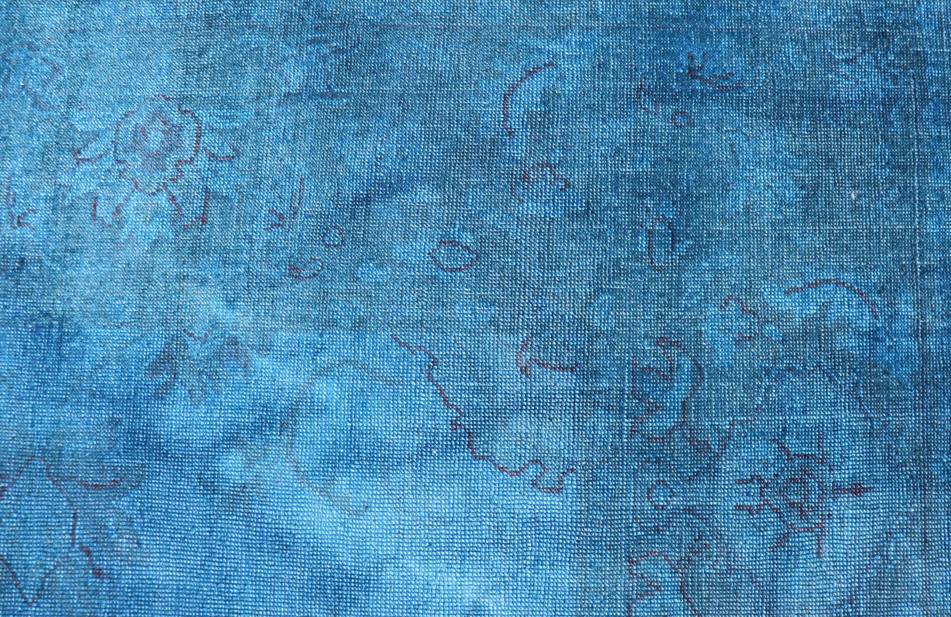 Large Modern Oushak Turkish Rug Over - Dyed in Blue Shades kwarugs This modern Turkish carpet with a classical composition has been over - dyed with blue, light blue pigments. With both classic and contemporary characteristics, this beautiful carpe... - Keivan Woven ArtsEN - 115297 - 2039Rug