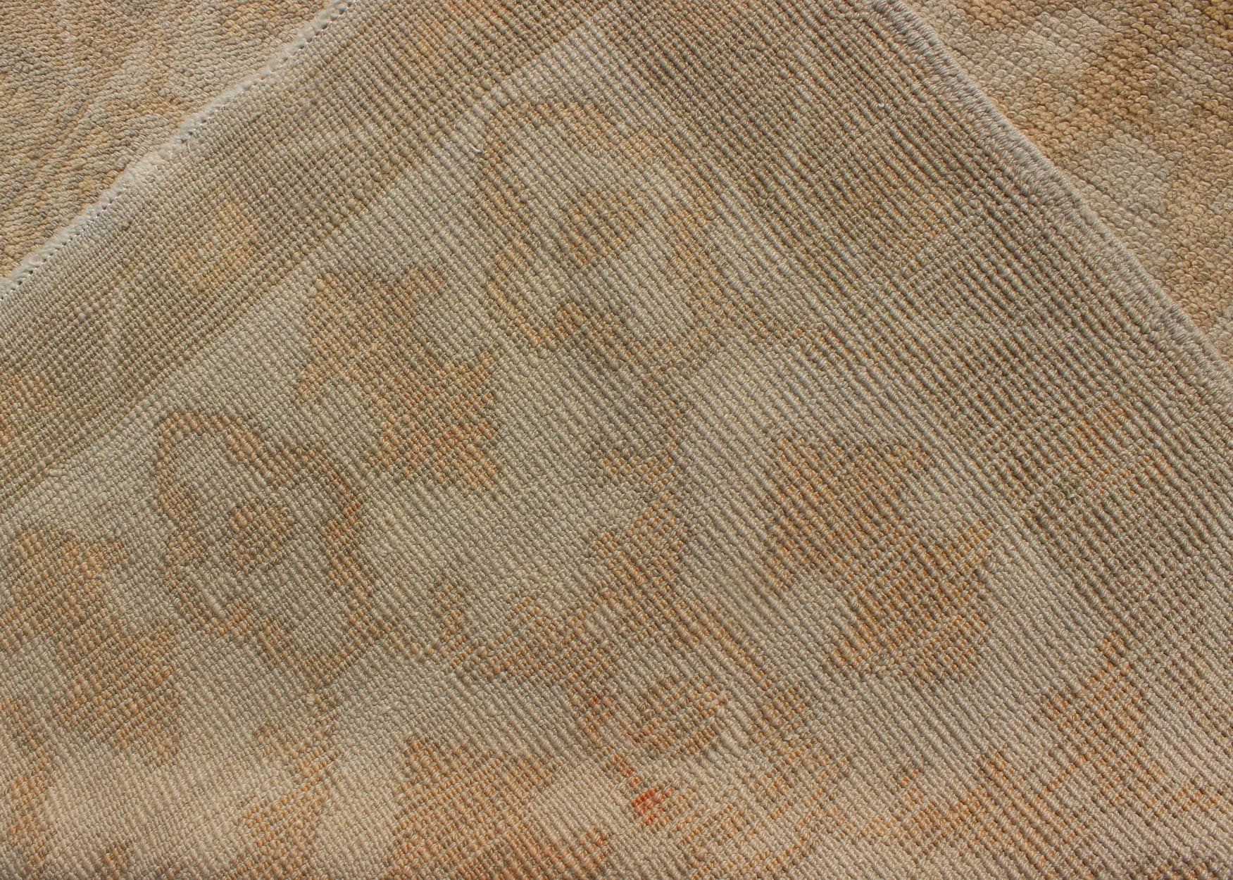 Muted Midcentury Turkish Oushak Runner with Latticework Design in Cream, yellow and taupe Measures: 3'3 x 8'7 Set on a cream - colored field with an all - over similarly - toned pattern, this beautiful midcentury Turkish Oushak rug (circa 1... - Keivan Woven ArtsEN - 115963 - 2077Rug