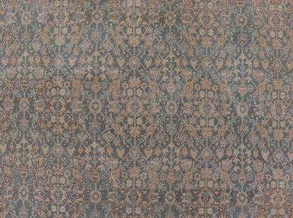 Light Blue/Gray Background Persian distressed Tabriz Rug with All - Over Herati Design. distressed antique rug, antique distressed rug, antique distressed Persian rug. Distressed antique Tabriz Light Green background Persian Tabriz rug with free ... - Keivan Woven ArtsEN - 121 - 14142Rug