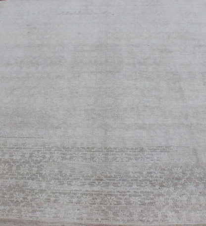 Modern Design Turkish Rug with Small - Scale Repeating Pattern Vintage Oushak carpet with repeating design in light taupe, ivory and gray. Keivan Woven Arts / rug EN - 123482, country of origin / type: Turkey / Oushak, circa 1940s. Measures: 7'5 ... - Keivan Woven ArtsEN - 123482 - 3415Rug