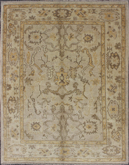Reproduction Turkish Oushak Rug with Stylized Floral Design in Earth Tone Colors Keivan Woven Arts, En - 123486, Turkish Oushak Rug from Turkey, rug EN - 123486, country of origin / type: Turkey / Oushak, circa 2000 This reproduction Turkish Ous... - Keivan Woven ArtsEN - 123486 - 3391Rug