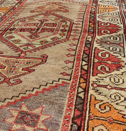Colorful Vintage Turkish Oushak Rug With Geometric Design Colorful Vintage Turkish Oushak Rug With Geometric Design. Oushak vintage Rug with Geometric Tribal Motifs, Keivan Woven Arts, rug/EN - 123977 origin/turkey, hand knotted wool rug. ... - Keivan Woven ArtsEN - 123977 - 6620