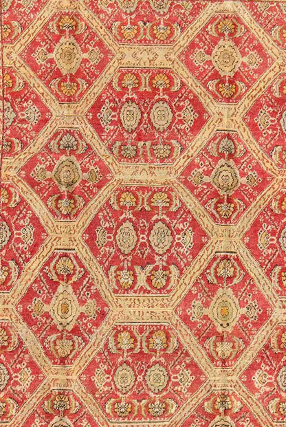 Antique Turkish Oushak Rug with Paisley Border and Over All Tribal Design Measures: 6'6 x 8'8' This magnificent Turkish rug displays a glorious coloration paired with superlative all - over sub - geometric design. The delightful hues of r... - Keivan Woven ArtsEN - 123987 - 7119Rug
