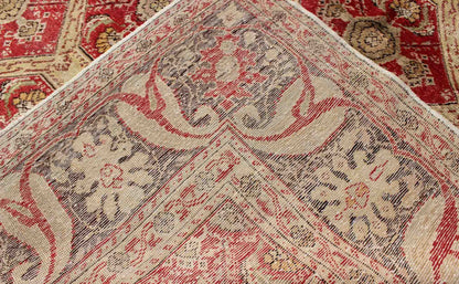 Antique Turkish Oushak Rug with Paisley Border and Over All Tribal Design Measures: 6'6 x 8'8' This magnificent Turkish rug displays a glorious coloration paired with superlative all - over sub - geometric design. The delightful hues of r... - Keivan Woven ArtsEN - 123987 - 7119Rug