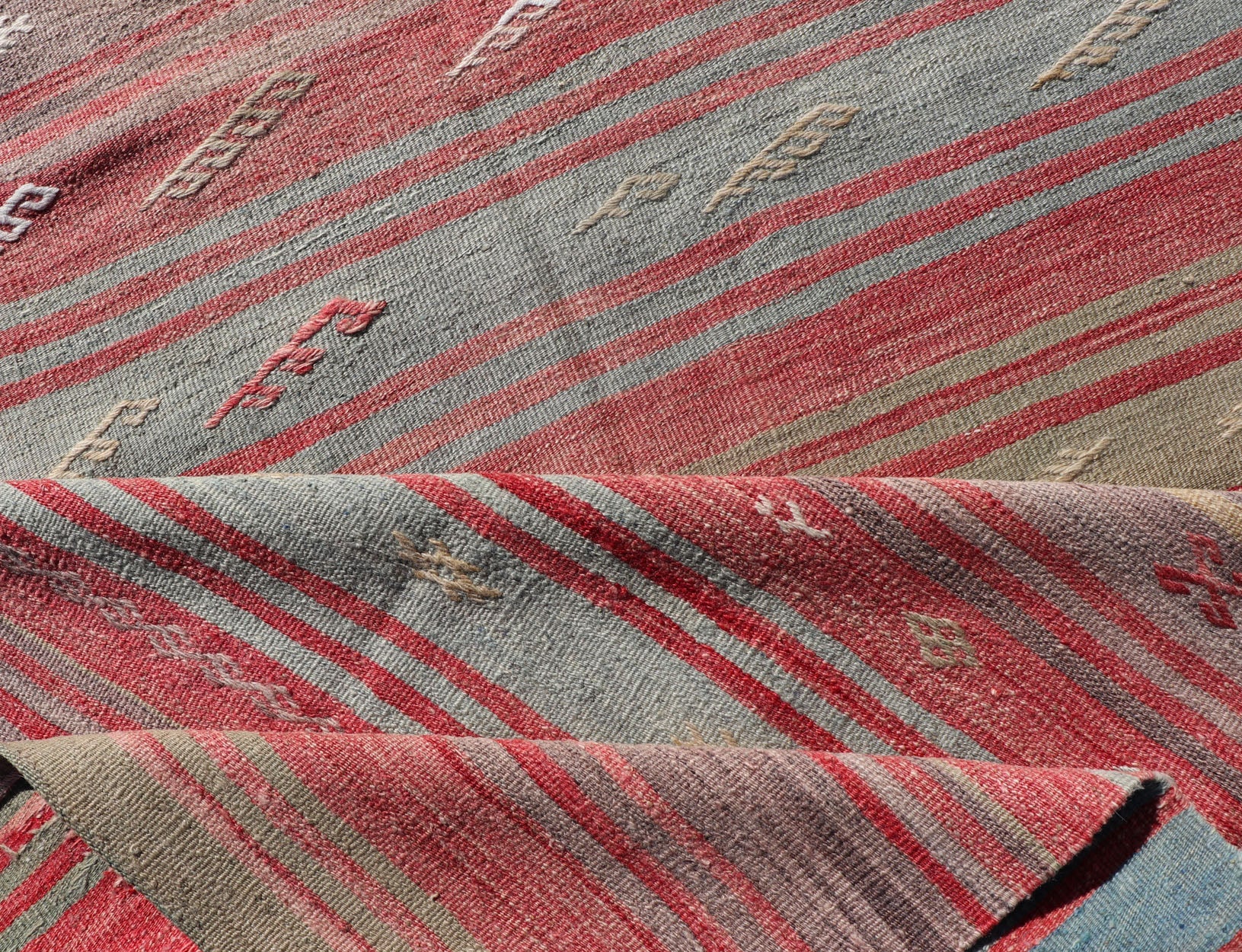 Colorful Vintage Turkish Flat - Weave Runner with Dynamic Stripe Design Stripe design flat - weave vintage runner from Turkey. Keivan Woven Arts / rug EN - 1311, country of origin / type: Iran / Kilim, circa 1940. Measures: 2'9 x 13'5. Featuring... - Keivan Woven ArtsEN - 1311 - 14208Rug