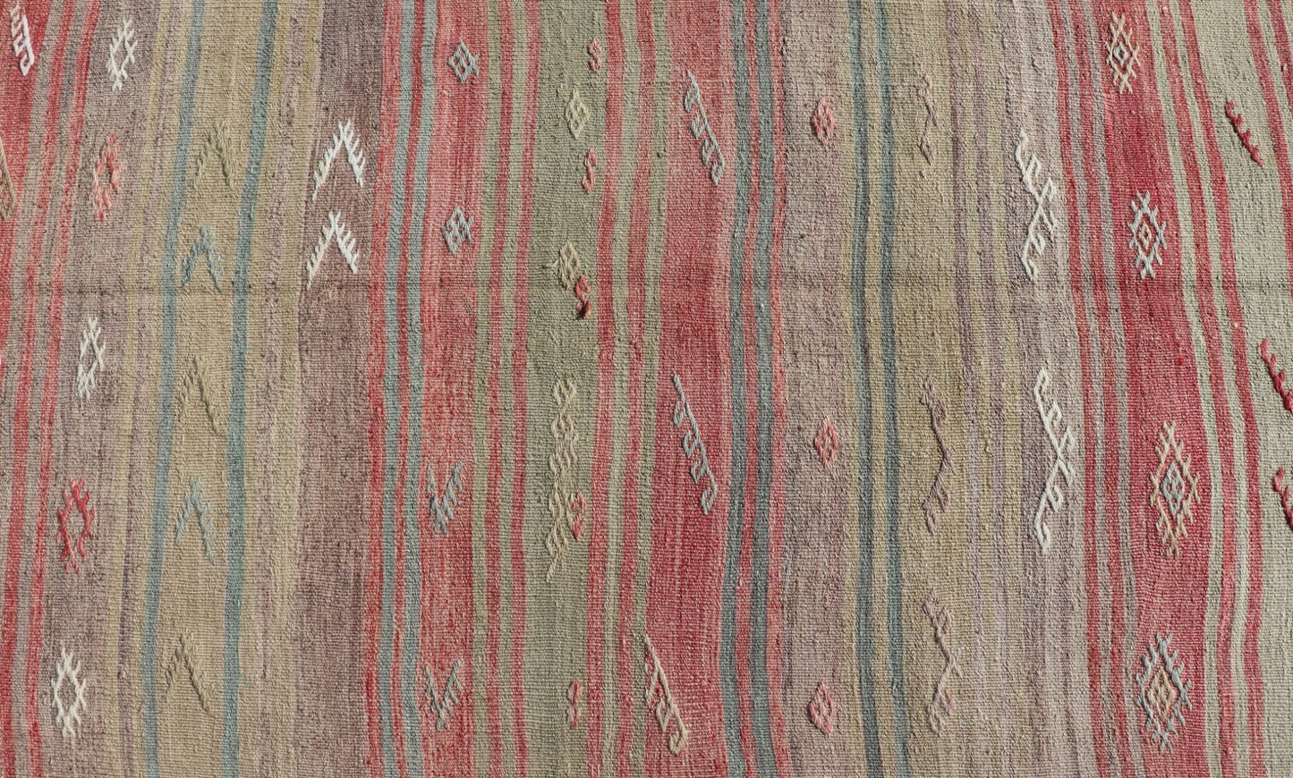 Colorful Vintage Turkish Flat - Weave Runner with Dynamic Stripe Design Stripe design flat - weave vintage runner from Turkey. Keivan Woven Arts / rug EN - 1311, country of origin / type: Iran / Kilim, circa 1940. Measures: 2'9 x 13'5. Featuring... - Keivan Woven ArtsEN - 1311 - 14208Rug