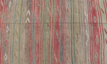 Colorful Vintage Turkish Flat - Weave Runner with Dynamic Stripe Design Stripe design flat - weave vintage runner from Turkey. Keivan Woven Arts / rug EN - 1311, country of origin / type: Iran / Kilim, circa 1940. Measures: 2'9 x 13'5. Featuring... - Keivan Woven ArtsEN - 1311 - 14208Rug